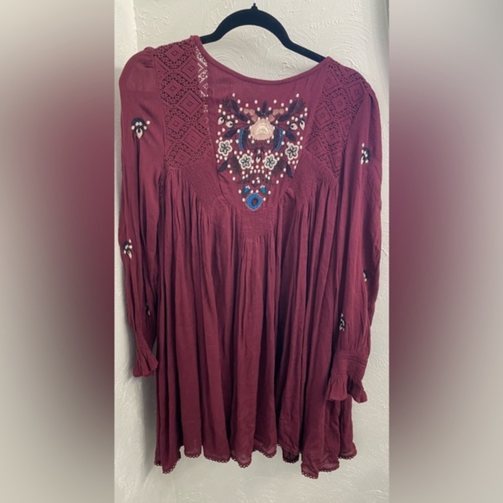 Free People Plum Moya Embroidered Mini Dress Size small NWT